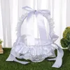 Cestas de almacenamiento Elegante cesta de flores de boda, cesta de encaje de plumas blancas para niña, decoración de fiesta, cesta de pétalos de flores para dama de honor, accesorio de boda