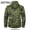 mężczyźni Camoue Camoue polarowa kurtka taktyczna Waterproof Softshell Windbreaker Zimowa armia z kapturem Hunt Ubrania Q2LU#