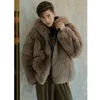 Шуба мужская новая короткая куртка с лисьим мехом осень/зима м шерстяное пальто мужская кожаная повседневная куртка с капюшоном W36m #