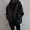 Bahar büyük boyutlu hoodie siyah uzun kollu artı kadife gevşek sıcak hoodies kadın modaya uygun gündelik bayanlar kıyafetleri 240313