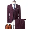 Plaid Anzug Männer Blazer Weste Hosen Busin Britischen Stil Hochzeit Dr Bankett High End Slim Fit Jacke Hose 3 Stück set w917 #