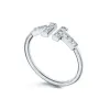 Pierścień designerski Clover podwójny projektanta marki w kształcie litery T Otwarcie 925 Srebrne pierścienie zespołu, z oryginalnym logo modnym pierścieniem biżuterii z pudełkiem