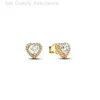 Designer Pandoras Boucles d'oreilles Pan Family Plaqué Argent 925 Boucles d'oreilles rondes brillantes Boucles d'oreilles en forme de coeur en diamant brillant comme cadeau pour petite amie