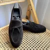 Casual Shoes 2024 Spring/Summer Cowhide Handmade Vintage Tassel British Leather One Step Sailing