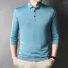 Polos pour hommes printemps et automne 2024 mode épissage pull col rabattu bouton coupe ajustée séchage rapide hauts à manches longues