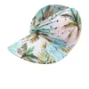 Wide Brim Hats Leopard Floral Printed Women Summer Peaked Cap Sunhat Outdoor Swimming Hollow Top Seaside Visor Hat Casquette