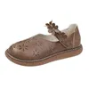 Wanderschuhe, elegante grüne Ballerinas mit Knöchelriemen, Damen-Loafer mit Cut-Outs, Mädchen, Sommer, atmungsaktiv, Mary Jane, Damen-Loafer mit breiter Zehenpartie