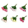 Decorative Flowers 10X Artificial Flower PU Simulation Fake Florals Bouquet Wedding Indoor For Home Vase Decor Light Pink