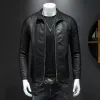 Veste en cuir à col montant Veste Fi pour hommes 2024New Veste en cuir décontractée pour hommes Slim Korean Versi Handsome Vêtements pour hommes 64tP #