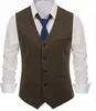 men's Herringbe Suit Vest V Neck Wool Vest Casual Formal Single Breasted Busin Groomsmen Wedding Party Sleevel Tank Top 39jC#