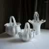 Vasi Vaso in ceramica cava bianca Retro cesto di fiori pastorale disposizione artigianato stanza desktop arte deposito decorazioni per la casa