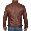 2024 New Men's Retro Leather Jacket Jacket Men Stand-up Collar Punk Handsome Motorcycle Leather Jacket Rock g29U#