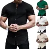 Chemises décontractées pour hommes Chemise à manches courtes Hommes Col montant Respirant Été Slim Fit Simple boutonnage pour le confort