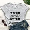 女性のTシャツ妻ライフママTシャツ皮肉なTシャツトップ面白い母の日ギフトTシャツ