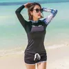 Heren Zwemkleding Rash Guards Heren Dames 2-delig Shirt met lange mouwen Shorts Zwart Koppels Zwemkleding Surfen Badpakken Rashguard Wetsuits Hotsale 24327