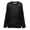 casual Pullovers Hollow Out Outfits Fishnet Smock Tops Men Fi Loose Lg Sleeve See-though Knit Shirts Y2k Sexy Holes Shirt D6Gi#