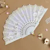 Dekorativa figurer Art Craft Gift Chinese Japanese Folding Fan Hand Gold Powder Plastic Dance Wedding Party Handheld