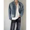 Veste en jean rétro hommes femmes jeans lâches recadrées vêtements d'extérieur automne manteaux de bombardier décontractés multi-poches streetwear faire vieux manteau nouveau O5h9 #