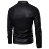 Hommes col montant Slim Pu veste en cuir printemps automne veste en cuir Fi moto manteau causal hommes Moto Biker manteau en cuir x7l3 #