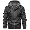 Осенне-зимнее кожаное пальто Vacati из двух частей, мужская мотоциклетная кожаная куртка с капюшоном, съемная шляпа, пальто в стиле панк-рок, 70zC #