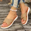 Sandalen dubbele breedband dames tiener slippers open teen slip op strandschoenen vakantieplatform vrouw 2024 trend