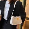 Bag 2 Pcs Straw Woven Women'S Shoulder Casual Acrylic Messenger Handbag Mini Mobile Phone White & Khaki