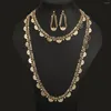 Colar brincos conjunto moda romatic feminino 3 peças gargantilha de corrente longa estilo étnico árabe acessório de jóias