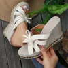 Slippers Wedges Women Bow Shoes Casual Sandals Summer Walking Cozy 2024 Designer Beach Dress Flip Flops Mujer Zapatos Slides