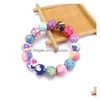 Frisado New Fimo Impressão Cadeias Pulseiras Para Mulheres 8-14 Mm Flor Macia Y Beads Wrap Bangle Moda Handmade DIY Jóias Gota Entregar Dhimv