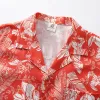 camicia rossa con colletto cubano, camicia da uomo, top estivo con stampa sottile, abbigliamento essenziale per feste in spiaggia w0Uk#