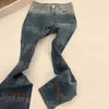 Роскошные дизайнерские женские джинсы Письмо Голубая джинсовая джинсы брюки элегантные повседневные ежедневные брюки