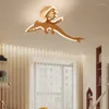 Plafonniers Nature Nordique Bois Dragon Lampes Chambre D'enfant LED Lumière Pour Enfants Chambre Enfants Bébé École Créative Animal