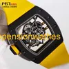 RM腕時計Richardmills Luxury Watches RM61 Mens Watch with Green Runway Hollow ntpt Carbon Fiber Black Ceramic Ring Manical Watch FNIF