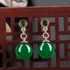 Dangle Kroonluchter Oorbellen Charme Grade A Natuurlijke Groene Jade Voor Vrouwen 925 Sterling Sier Vrouwelijke Partij Geometrische Fijne Sieraden Gift Drop Otowc