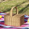 Storage Baskets Rattan Picnic Basket Woven er Outdoor Camping Storage Hamper with Handle Bread Fruit Food Breakfast Flower Orginazer Basket