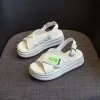 Stövlar nya sandaler kvinna läderskor dam 2023 muffins sko tråkar med häldräkt kvinnlig beige låghöjda modebyxor
