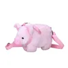 Axelväskor 2024 tecknad plysch docka liten väska kvinnor messenger söt gris leksak crossbody födelsedagspresent