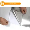 Adesivos de janela metal escovado prata diy removível papel de parede decoração filme pvc à prova d' água à prova de óleo eletrodomésticos cozinha adesivo de parede