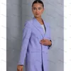 二重胸肉の紫色のブレザーピークラペルLGジャケットルーズ衣装オフィスレディー高品質のかわいい1ピースアバヤドバイラグジュアリーR4KM＃