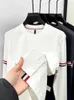 High-End-Luxus-Marken-Männer-T-Shirt 2024 Frühlings-koreanisches neues O-Ansatz-gestreiftes Lg-Ärmel-Street-Fi-Saum-Hintern-Männerkleidung n2uj #