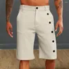 Herrbyxor män casual shorts knapp blixtlås elastisk midjeband strand rak ben fit sommar streetwear