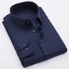 Koszulki męskie męskie koszulka Business Casual Shirt Long Rleeve Wysokiej jakości stały kolor formalny M-5xl