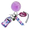 Party Favor 7 Farben Mode Verteidigung Schlüsselanhänger Set Pompom Alarm Schlüsselbund Lippenstifthalter und Armband für Frau Männer Selbstverteidigung Keyr Dh2Mn