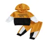 Kläduppsättningar småbarn Baby Boy Patchwork Outfits Letter Tryckt toppar långärmad hoodie flexy jogger pant hösten vinterbyxor3072192