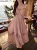 Abiti casual Onalippa Sweet Wood Ear Hem Dot Pink Dress Petto elastico a vita alta Kawaii coreano A Line All Match Abiti da donna