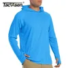 Tacvasen Sun Protection T-shirts Mens Long Sleeve Hoodie Casual UV-Besynta T-shirts andningsbara lättviktiga torra T-skjortor Male 240325