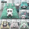 Sätt hem levande lyx 3D Panda Print 2/3 st. Bekväm täckning av kudde Bäddsuppsättningar EU/US/AU STORGE SHEER Gardiner