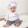 Baby Kleinkind Jungen Mädchen Koch Chef Halloween Cosplay Outfits Baby Koch Chef Küchenuniform T-Shirt Hosen Hut Pografie Kostüm 240323