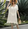 Beach Dress Summer Women's Solid Color Fringe Hollowed Out Knitted Sweater Loose Large Size