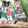 Kvinnors tvåbitar byxor kolibrier älskar blomma 3d tryckt tank top legging kvinnor sommar väst pantdräkt kvinnlig kombination yoga sportkläder